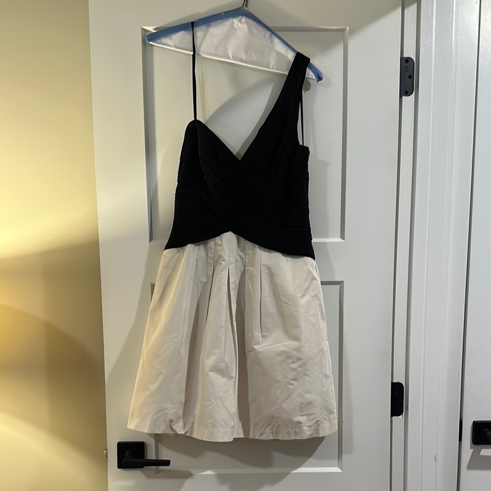BCBG Black and Ecru Asymmetrical Dress